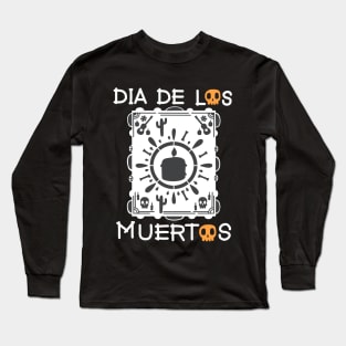 Dia De Los Muertos - White and Dark Orange - Papel Picado - Black Candle Long Sleeve T-Shirt